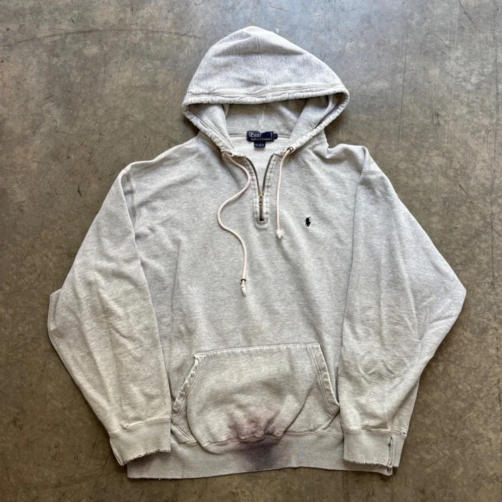 Vintage Polo Ralph Lauren Quarter Zip Henley Hoodie Size XL